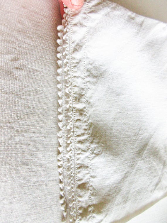 French Linen  Nightshirt Gown, Antique Night Shir… - image 10