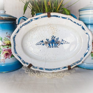 French  Faience Plate - Rouen Plate, French Asiettes de Faience, Decorative Antique Wall Decor Platter