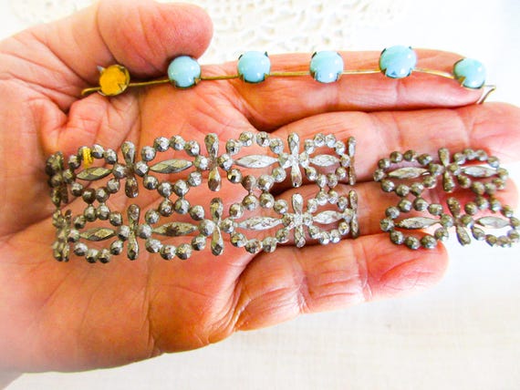 Ancienne Boucle de ceinture ornée de strass Art nouveau été