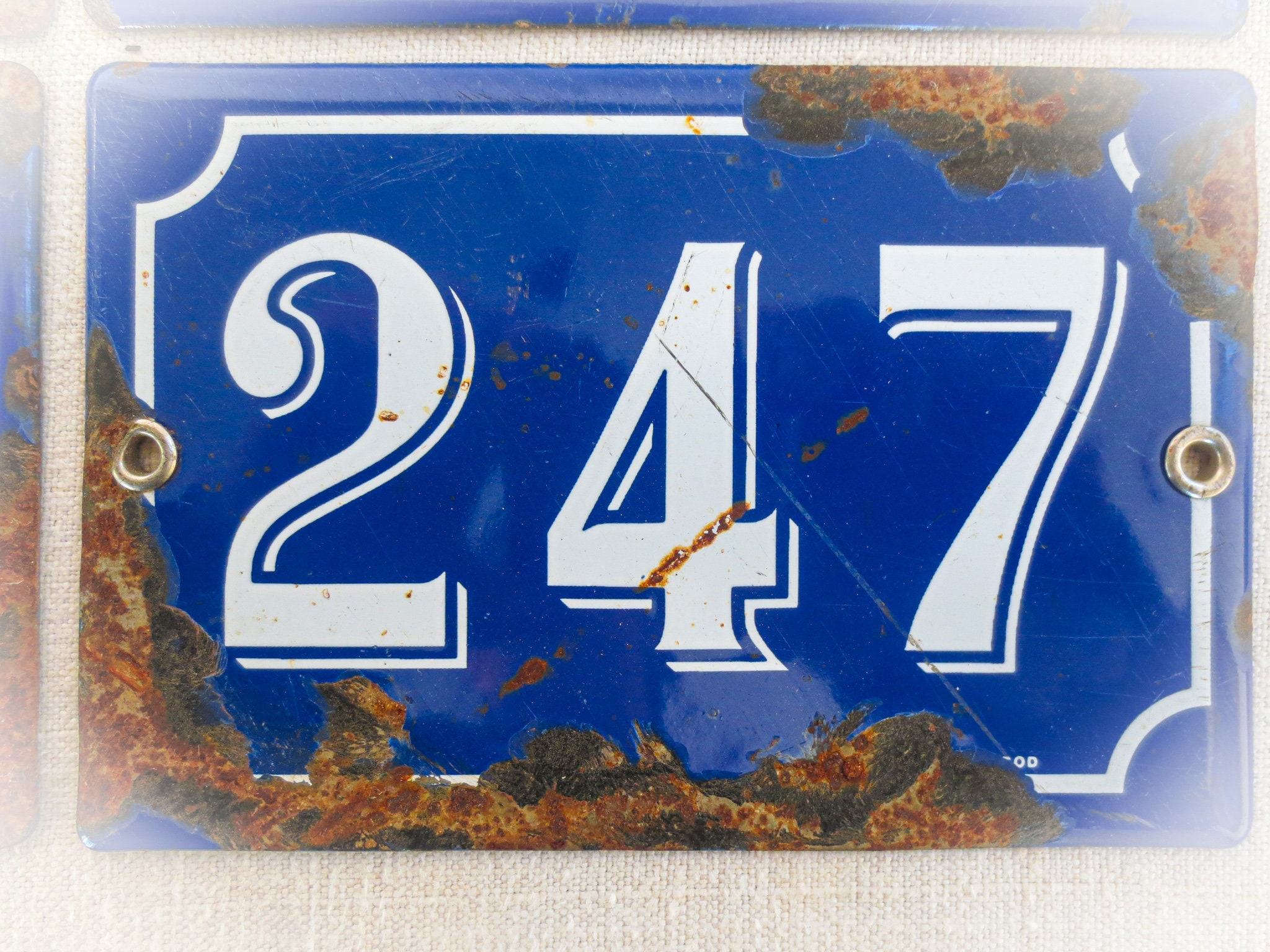 One French Antique Enamel Numbers Blue Enamel House Numbers Etsy