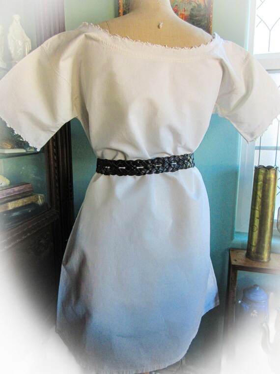 French Linen  Nightshirt Gown, Antique Night Shir… - image 14