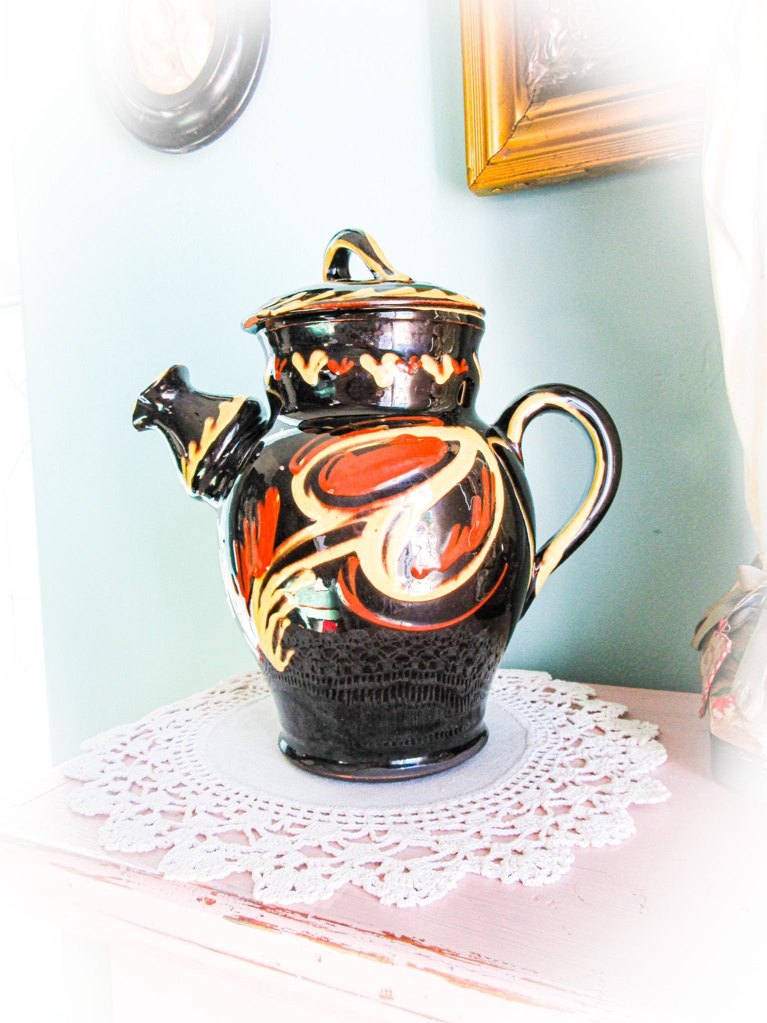 Vintage French Faience Teapot - Etsy
