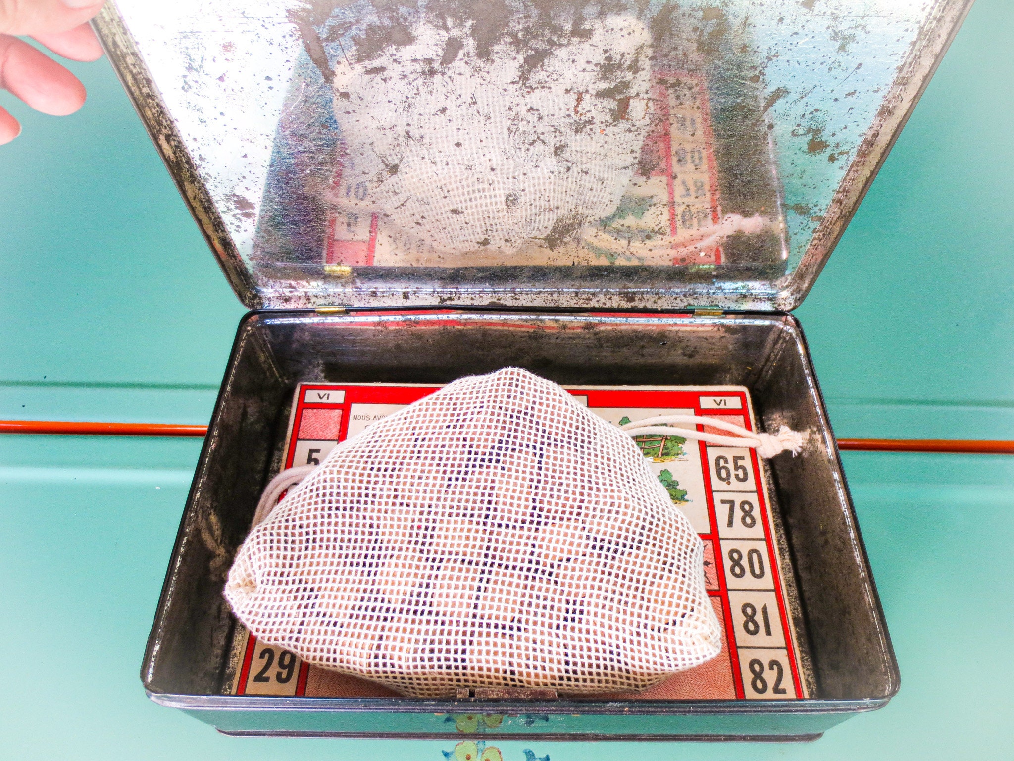Buy French Antique Loto Game: Bingo Cards, Wooden Numbers, Tin Box