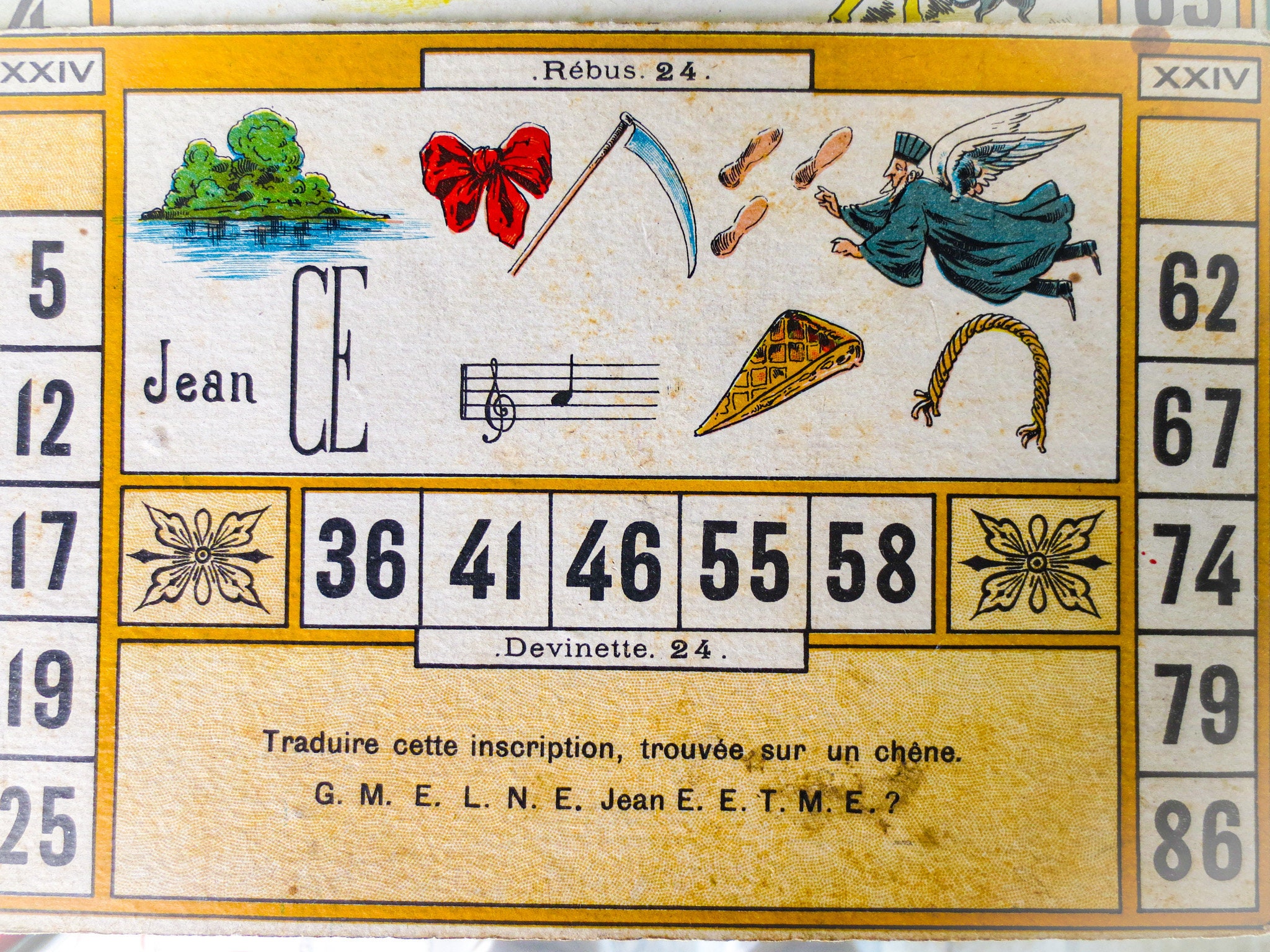 Buy French Antique Loto Game: Bingo Cards, Wooden Numbers, Tin Box