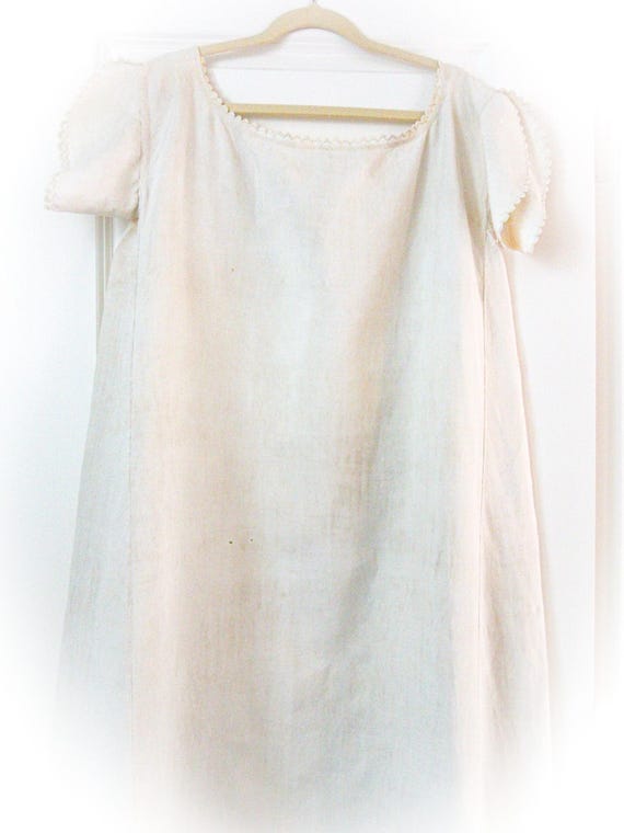 Antique French Linen Nightgown: Monogrammed Heavy… - image 2