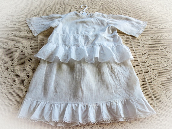 Antique French Child's Linen Dress: Handmade Lace… - image 1