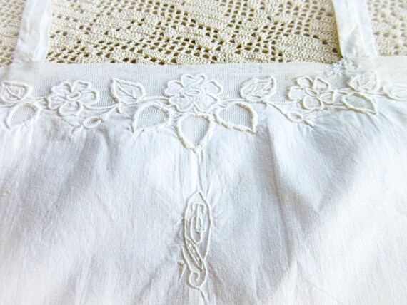 Antique French Linen Slip: Lace Trim Chemise, Siz… - image 1
