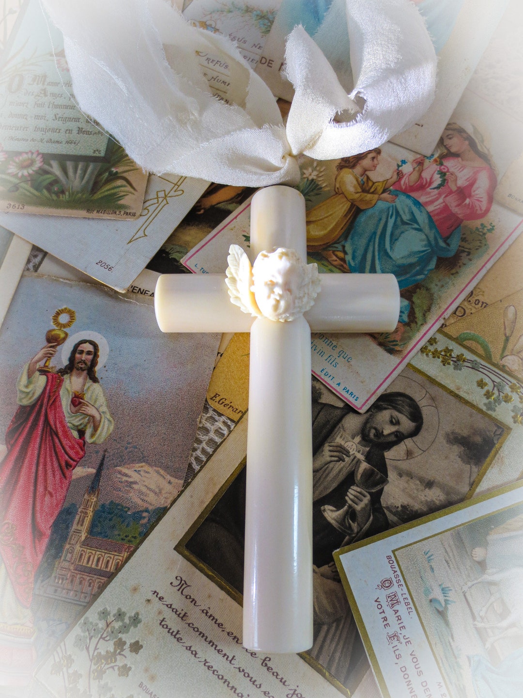 Antique French Crib Cross Crib Protector Angel Guardian of Etsy