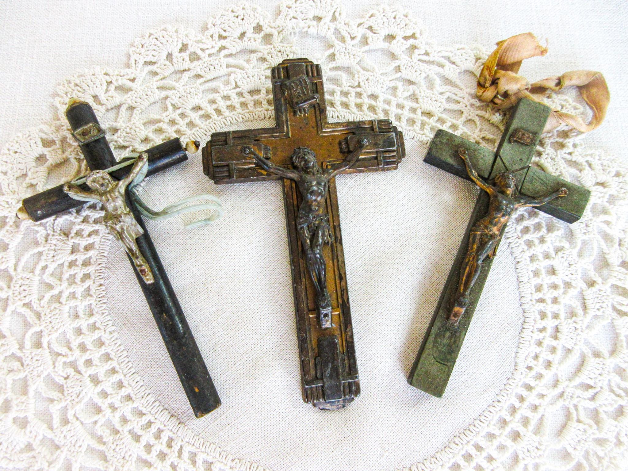 Antique French Ebony Crucifix - Etsy