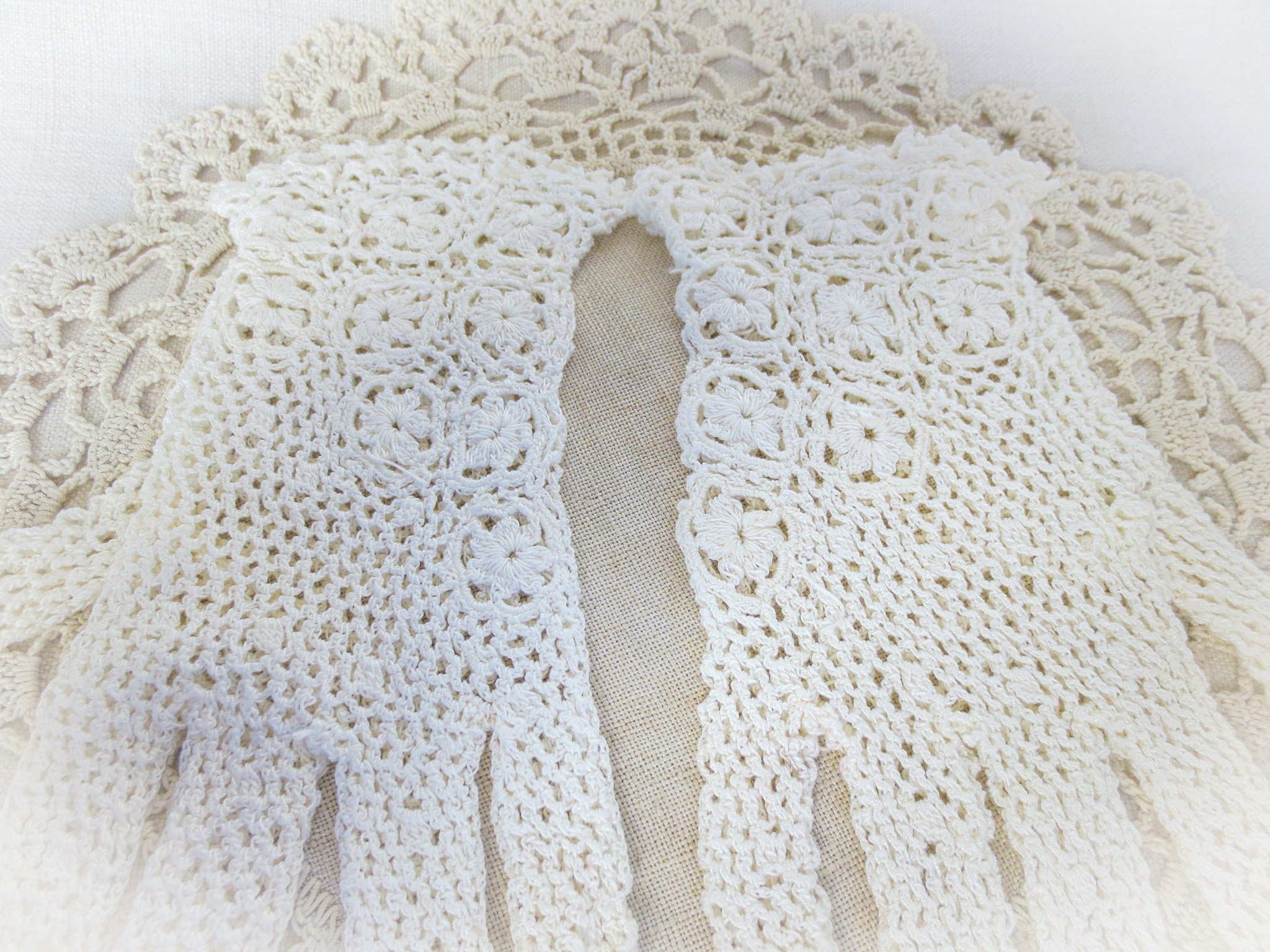 フランスアンティークかぎ針編みレース手袋 2組 - Sサイズ - Etsy 日本