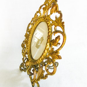 Antique Bronze Oval Picture Frame: Victorian Ornate Tabletop Decor