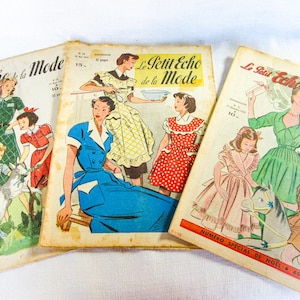 Vintage French Fashion Magazines: Le Petit Echo de la Mode, 1950s - Lot of 3