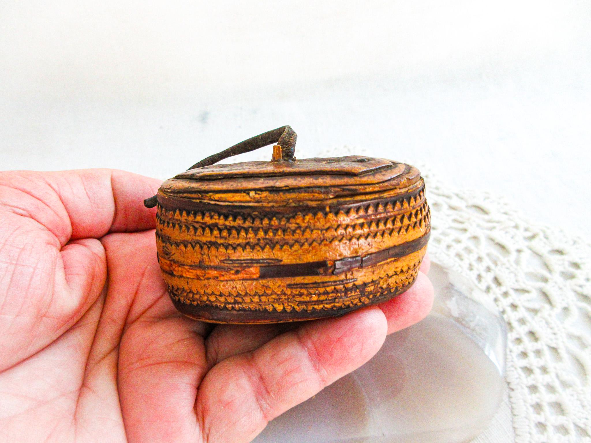 フランス製スナッフボックス、角型、木製、1900年代、アンティーク