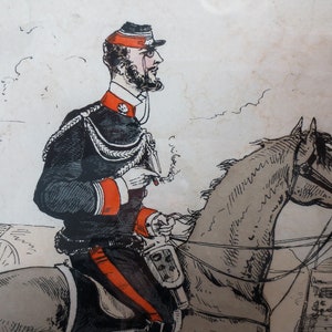 Franco Prussian War Cartoon, Propaganda Art, 1870s, Making Fun of French Army, Political Cartoons, Artist Draner, Colored Lithograph