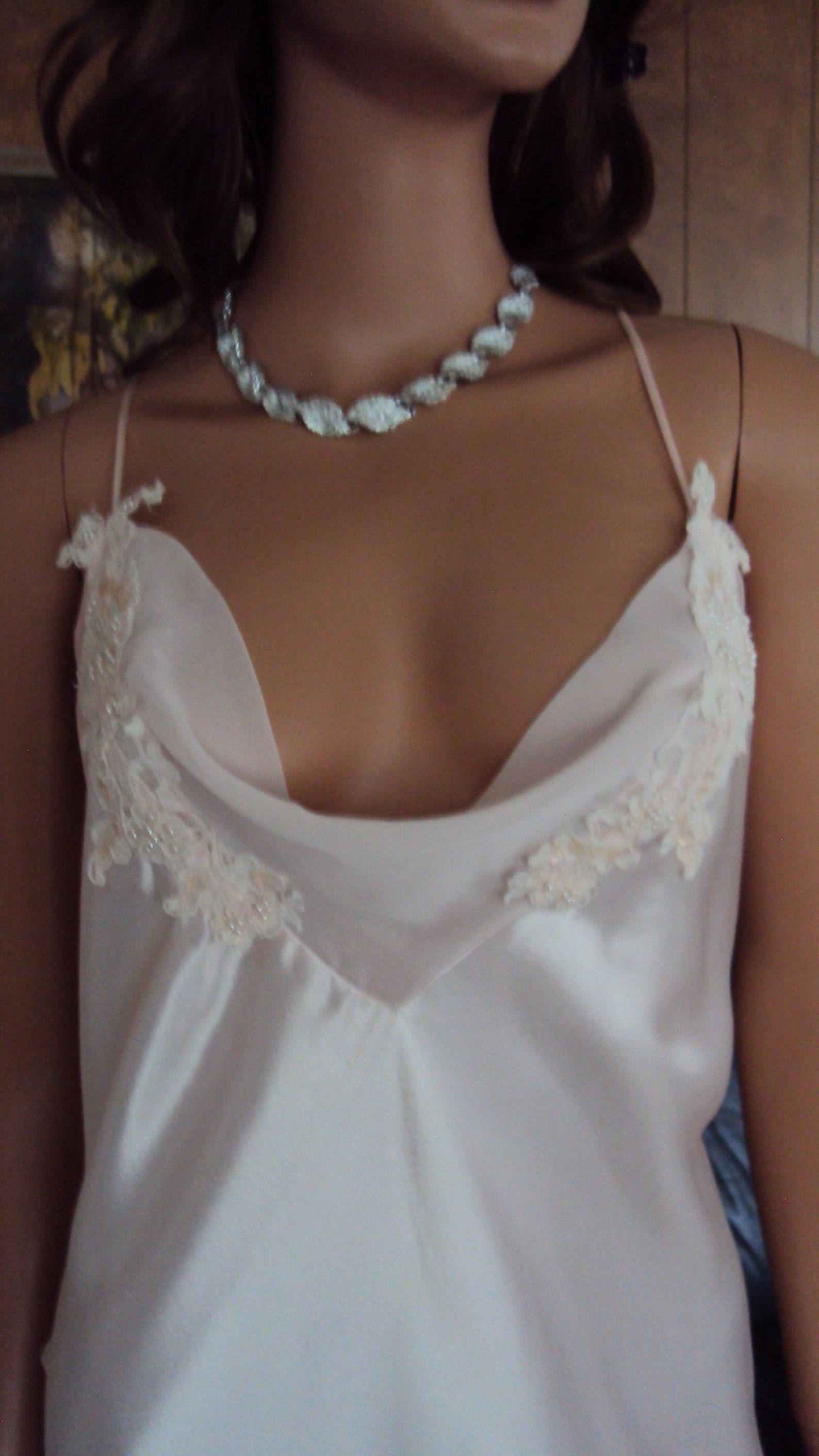 JONQUIL Diane Samandi, vintage 1980s nightgown robe set, White bridal peignoir dressing gown and slip dress