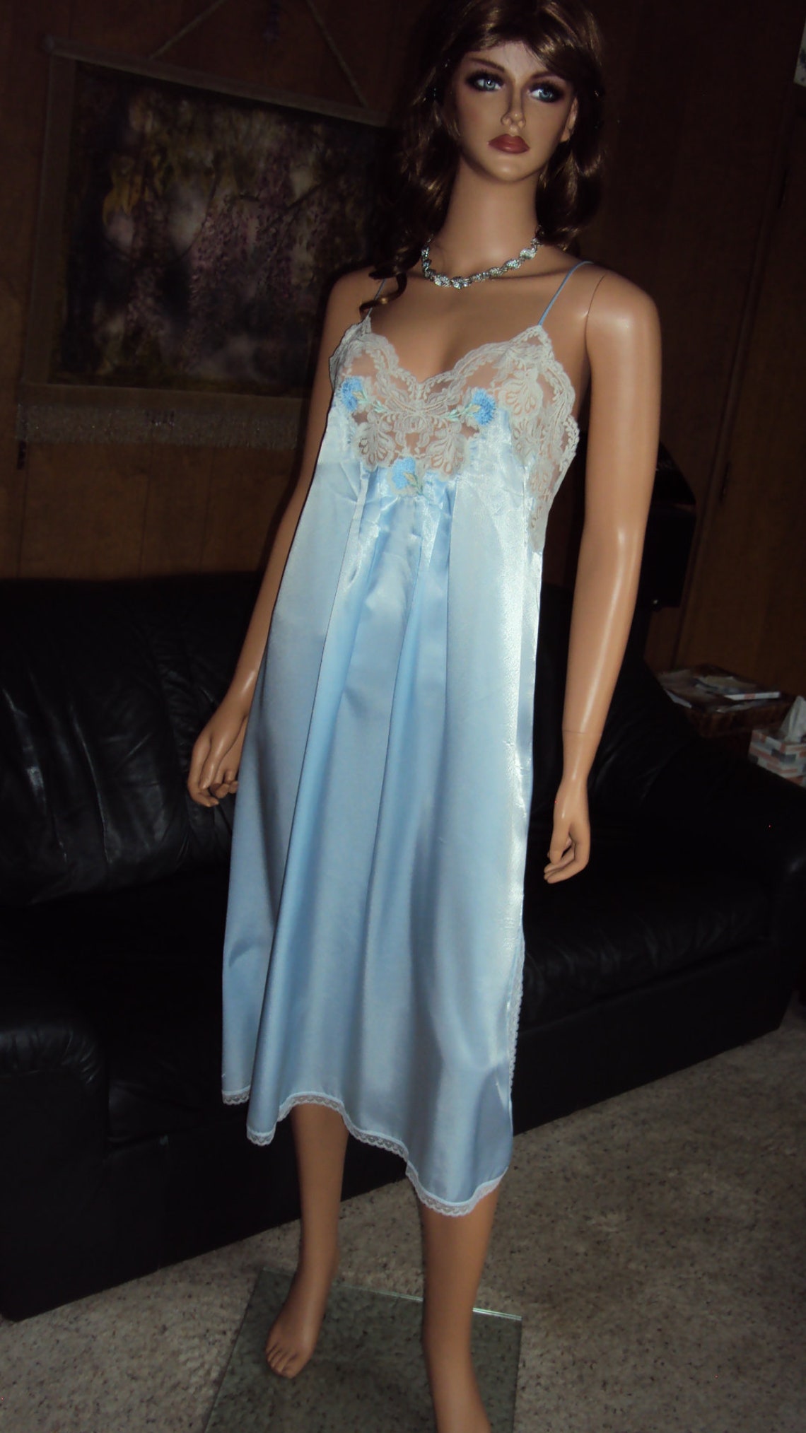 Vintage EVE STILLMAN COUTURE New York Blue Wet Looking Satin & - Etsy