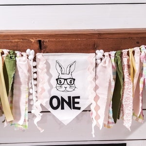 Easter Bunny Spring High Chair Banner Rainbow Fabric Garland Birthday Decoration Cake Smash Prop