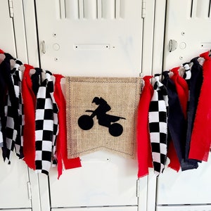 Dirt Bike Racing Birthday Banner Custom Party Decor Motorcycle Theme Sign