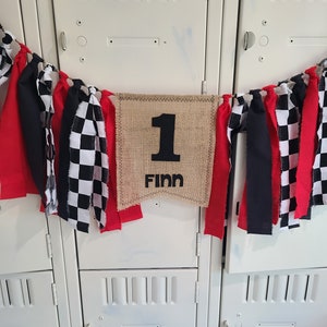 Racing High Chair Banner Checkered Flag Race Car First Birthday Party Decorations