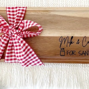 Milk and Cookies for Santa Serving Tray Christmas Eve Wooden Holiday Treat Plate