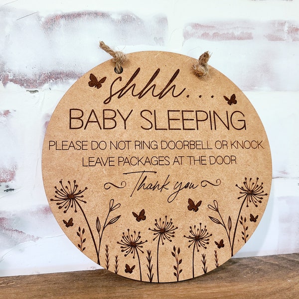 "Shhh Baby Sleeping" Do Not Knock Door Sign - 2 Pack With No Soliciting & Remove Shoes Signs, 7.9x7.9 Inch - View #4