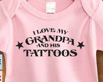Bodysuit or Toddler Shirt, I love Tattoo, Custom Adult Mom Dad Grandma Grandpa, Baby Bodysuit, Baby Shower Gift, Girls, Boys