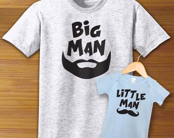 Big Man Little Man Adult Shirt And Baby One Piece Bodysuit PAIR