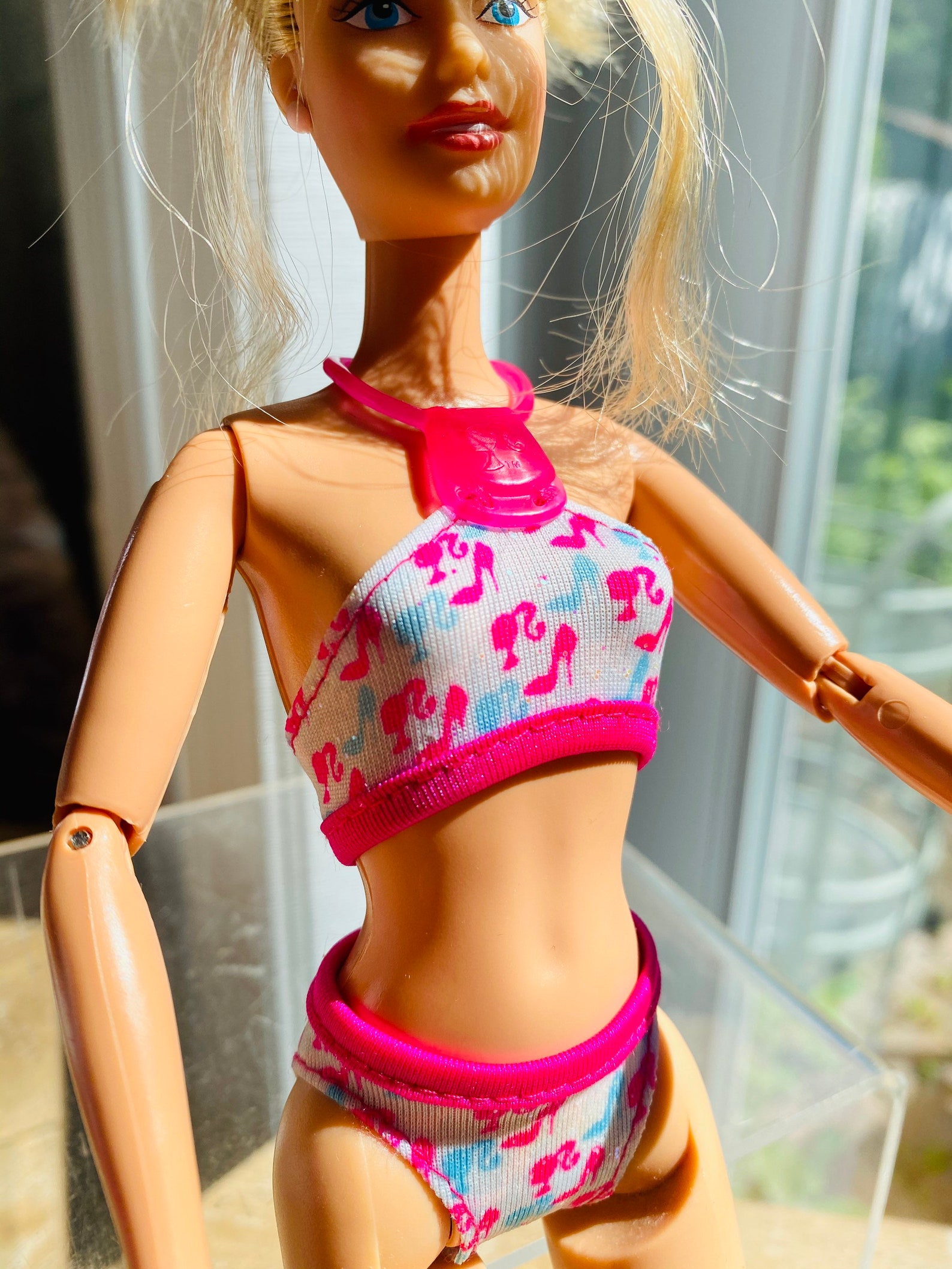 Barbie doll bathing suit Barbie 2pc sparkly logo with tall | Etsy