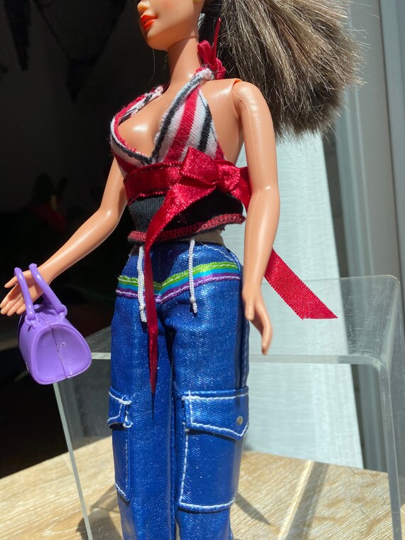Vestiti per bambole Barbie 3pc set, Barbie Cargo Pants 1998, top Bralette e  borsa color lavanda inclusi, articoli Barbie originali Nessuna bambola -   Italia