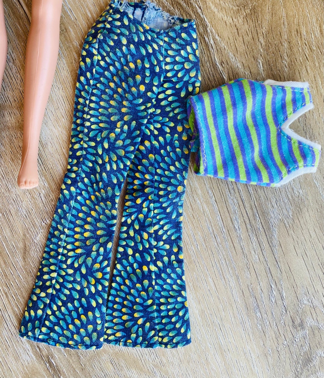 Barbie Clothes Set Barbie Cotton Flare Pants With Sleeveless Etsy