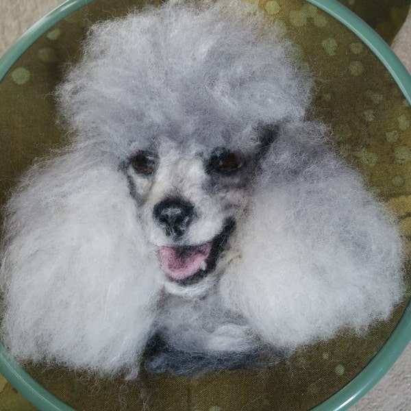 Needle Felted Picture Silver Poodle by Chicktin Creations