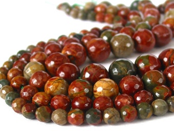 Khaki Green and Brown Round Beads 14.5 Strand Limited Supply! African Green Autumn Jasper 46 Beads 8mm Round Matte Jasper