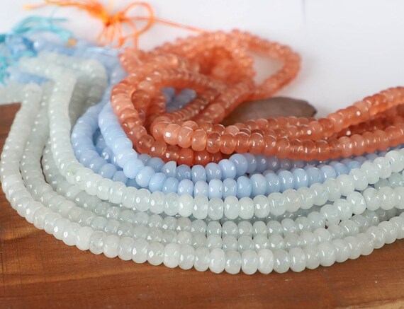 Sapphire Blue Jade Faceted Rondelle Beads - 4mm To 10mm, 15 Strands, Loose Beads