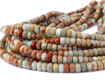 15" Terra Jasper 4mm 6mm 8mm rondelle gemstone beads - snakeskin - imperssion jasper - sea sediment - seafoam - PICK SIZE