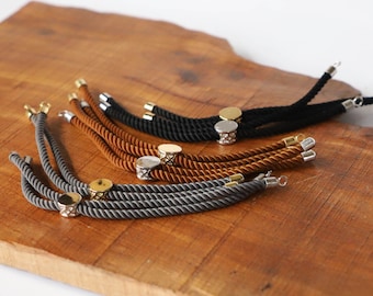 1 pieza de cordón de cuerda ajustable para pulsera BOLO, accesorios de cuentas deslizantes, semiacabados, negro, gris, marrón, dorado y plateado, PICK