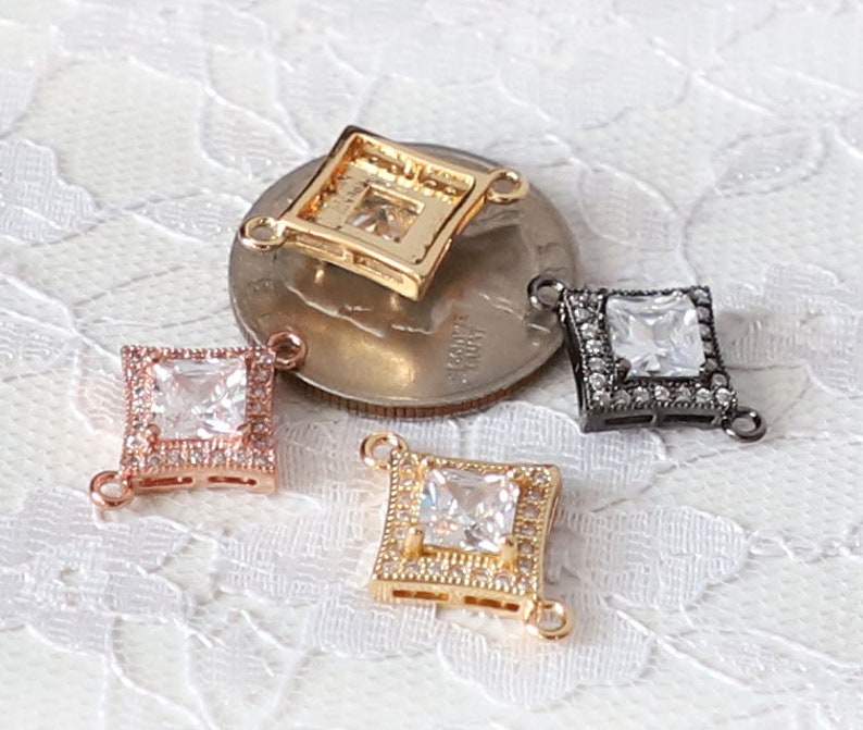 1 / 2 pr 9mm 12mm 14mm Ángel - Conejito - Vaca - Búho - Zirconia Cúbica Micro Pave cuentas metálicas - Oro - Plata - Rosa - Diamante CZ imagen 7