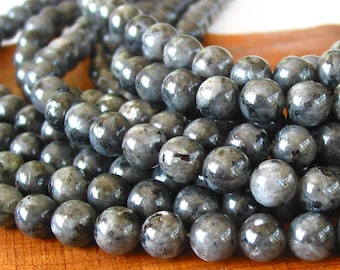 15" 4mm 10mm 12mm Larvikite - Black Labradorite - PLAIN gemstone round Beads  - full strand - PICK Size