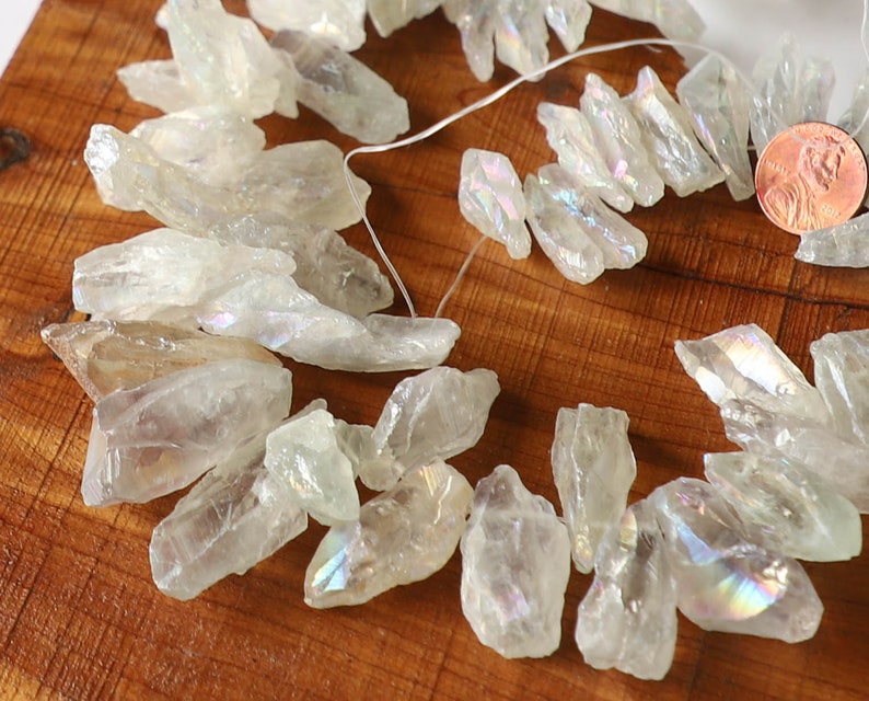 Half Full strand 7 15 LARGE 20mm 55mm Rock Quartz DROP style GRADUATED rough point stick chip beads gemstone tusk chip