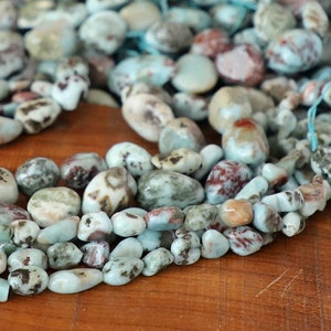 15&quot; Larimar 6mm 8mm 10mm 14mm Blue polished freeform nugget gemstone beads  - Full strand