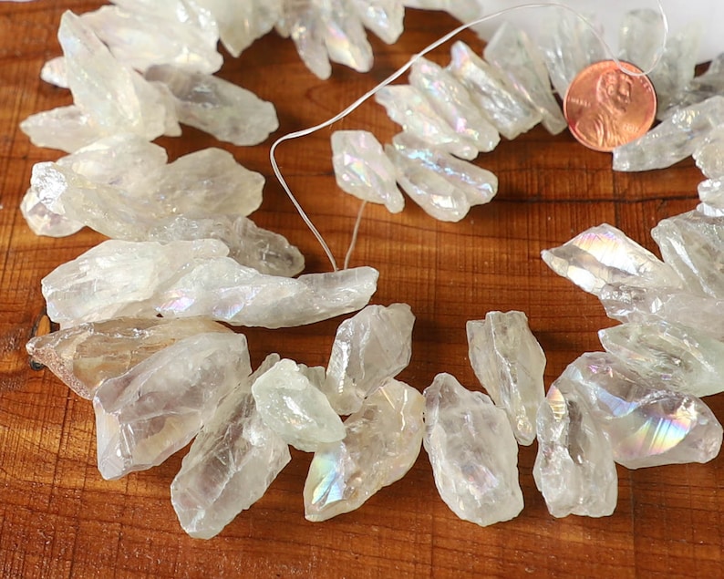 Half Full strand 7 15 LARGE 20mm 55mm Rock Quartz DROP style GRADUATED rough point stick chip beads gemstone tusk chip