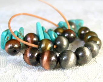20 piezas de 6 mm, 8 mm, 10 mm, 12 mm, 14 mm y 16 mm, cuentas redondas sin costura, espaciadores, cobre antiguo, bronce, latón, plata, acrílico metalizado, color a elegir