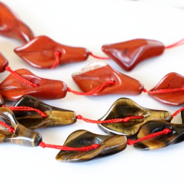 15" 12pcs 26mm SMALL calla lily flower carved Beads polished Gemstone - Tiger Eye - Red Jasper - PICK