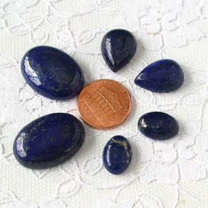 5 / 10pcs 14mm 25mm 18mm Lapis Lazuli cabochon oval / drop flat back gemstone Beads