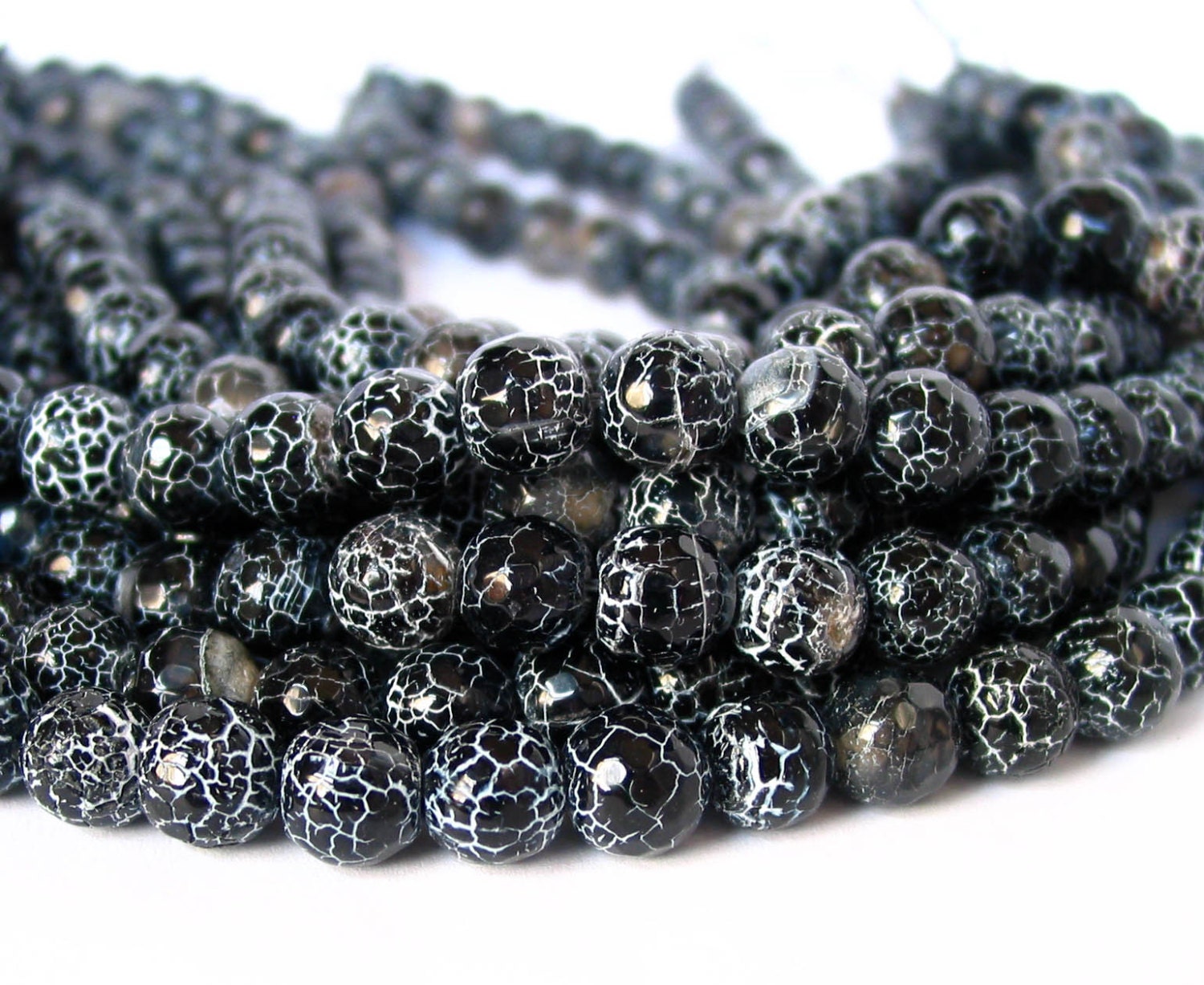 14 6mm 8mm 10mm 12mm Black Fire Agate FACETED Round Etsy