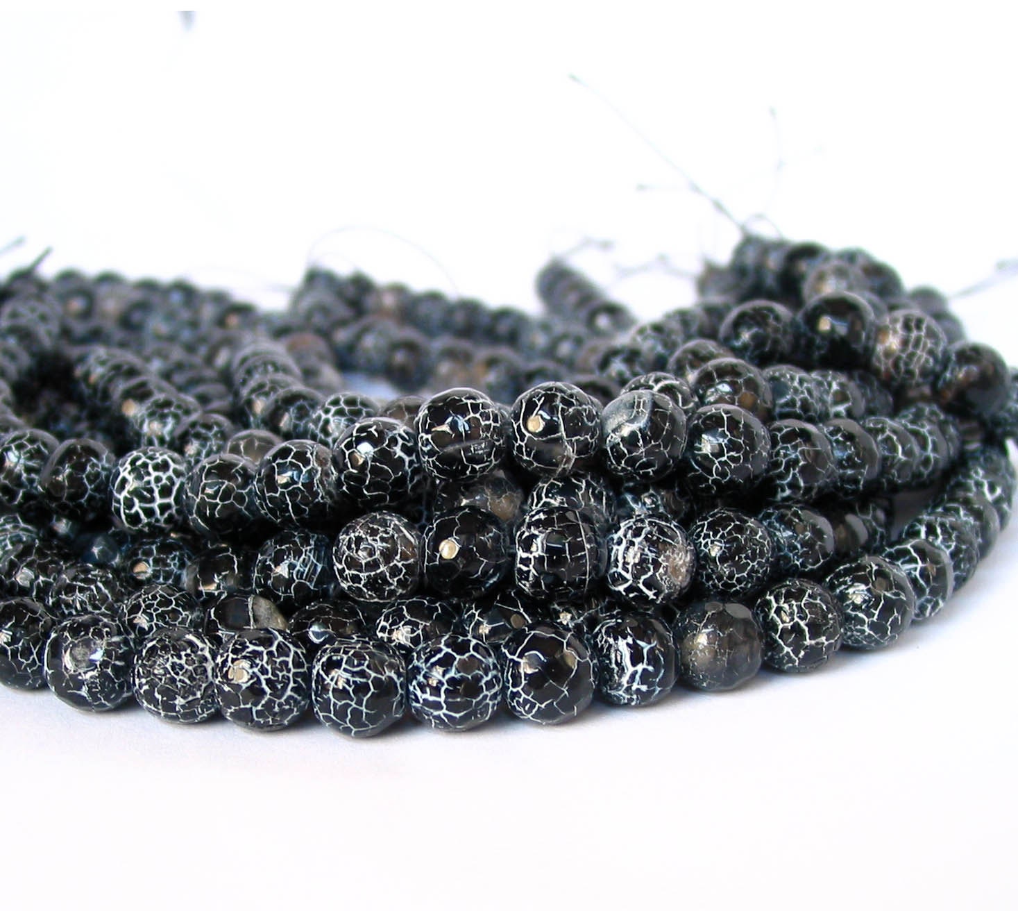 14 6mm 8mm 10mm 12mm Black Fire Agate FACETED Round Etsy