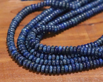 8x3mm natural Indigo Lapis Lazuli Square Rondelle Heishi Beads 7" 