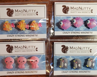 Sea Life Magnet 3-pack: Fish, Penguin, Whale, Squid, Octopus, Gator, Walrus, Dolphin, Crab