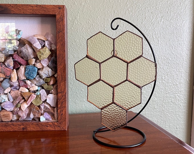 Honeycomb Stained Glass wall or stained glass window hanging