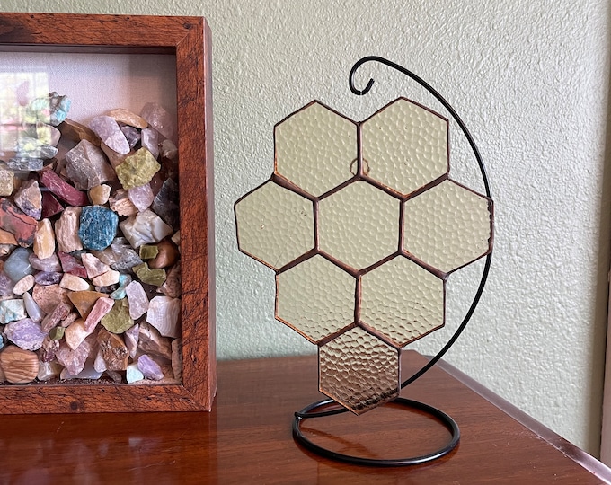 Honeycomb Stained Glass wall or stained glass window hanging