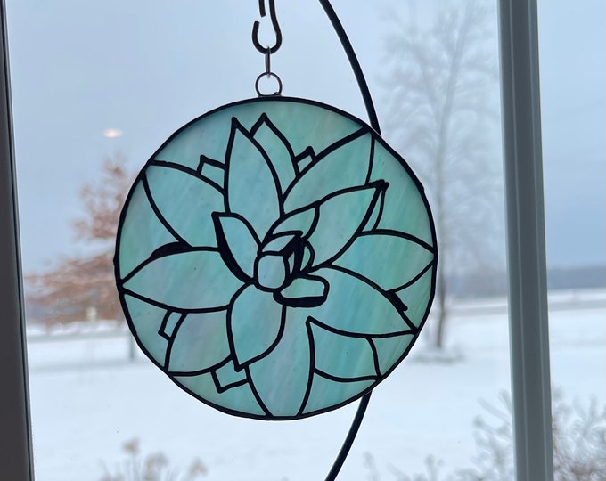 Succulent Stained Glass Suncatcher ornament wall hanging home decor